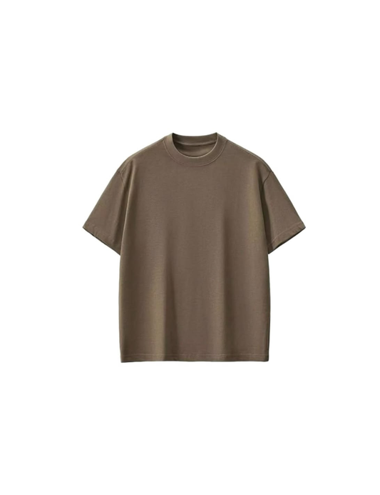 Earth-Tone Brown Crewneck T-Shirt