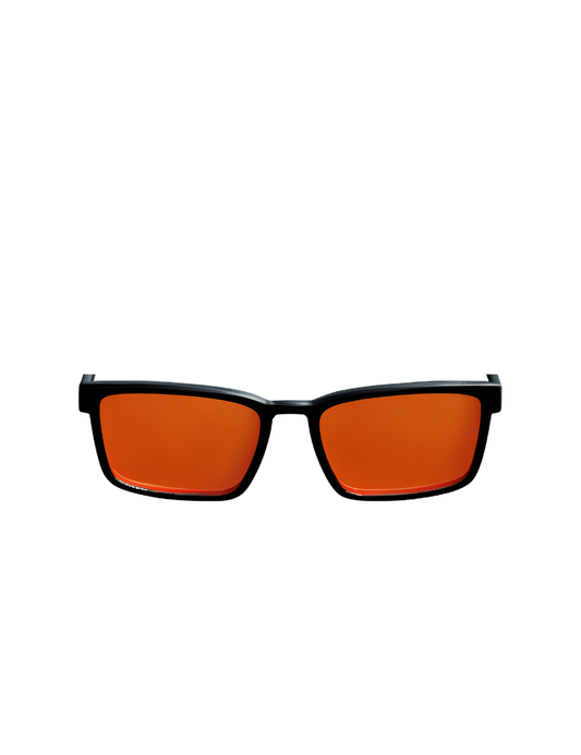 Black Rectangle Orange Lens Sunglasses